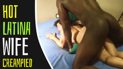 Prone Latina wife prepping to get creampied by BBC