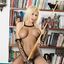 Fishnets wearing blonde worships BBC and cums