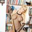 Fishnets wearing blonde worships BBC and cums