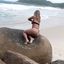 Hot lady with sexy curves teasing in an amateur gallery